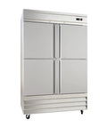 54 Inch 41 Point 3 Cu Ft Commercial Freezer Heavy Duty Four Half Door Stainless Steel Reach In Unit with Digital Temp Control