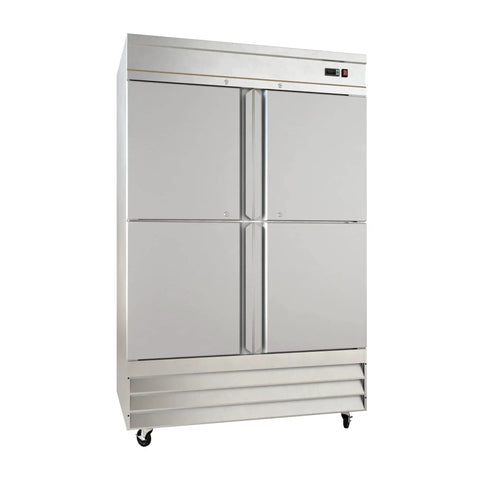 54 Inch 41 Point 3 Cu Ft Commercial Freezer Heavy Duty Four Half Door Stainless Steel Reach In Unit with Digital Temp Control