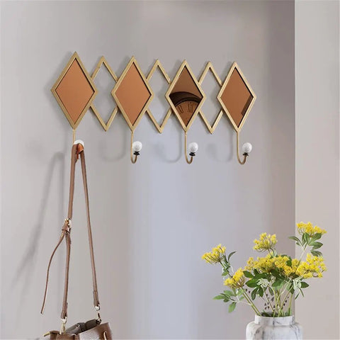 Real Deal Nordic Wrought Iron Wall Hooks For Coats And Keys Heavy Duty build with decorative diamond design and white ball ends.