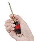 Ball Grip Bit Holder With Keychain For One Quarter Inch Hex Bits Handy Interchangeable Stubby Driver Red Cushioned Grip