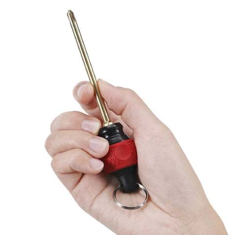 Ball Grip Bit Holder With Keychain For One Quarter Inch Hex Bits Handy Interchangeable Stubby Driver Red Cushioned Grip