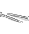 Premium Heavy Duty Size 12 X 2 Inch Flat Head Tek Screws 100 Pack 410 Stainless Steel Self Tapping Fasteners with smooth finish.