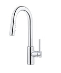 Stellen Bar Faucet With Pull Down Sprayer High Arc And Single Handle Polished Chrome Finish on white background