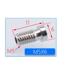 M5x6 nickel plated copper screw adapter for automated manufacturing, precise dimensions shown.