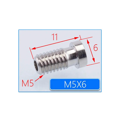 M5x6 nickel plated copper screw adapter for automated manufacturing, precise dimensions shown.