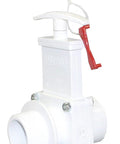 Valterra PVC gate valve, white, 1-1/2 in FPT x MPT, with red operating lever