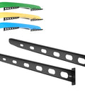 Heavy Duty Wall Mount Kayak Rack for Garage and Outdoor Storage, steel arms and colorful rack ends, 150 lb capacity, Made in USA steel shelf system