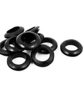 Heavy Duty Rubber Wire Rope Sheave Pulleys With Thick Cable Protector Grommets Keeping Your Wiring Slick And Secure On The Job Site Or Garage 10 Pack of black rubber grommets.