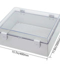 Outdoor IP65 ABS Plastic Junction Box With Clear Hinged Cover For Easy DIY Install Weatherproof Electrical Enclosure 15.7x11.8x6.7 Inches