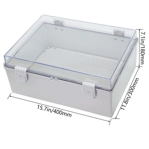 Outdoor IP65 ABS Plastic Junction Box With Clear Hinged Cover For Easy DIY Install Weatherproof Electrical Enclosure 15.7x11.8x6.7 Inches