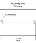 Mounting hole template for 10 Inch High Output Bench Grinder With 1800 Rpm And 1 5Hp Motor, showing dimensions.