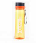 Orange transparent water bottle with black lid and wrist strap. Not a Stealthy Hidden Spy Camera Water Bottle HD 1080P Portable WiFi Cam.