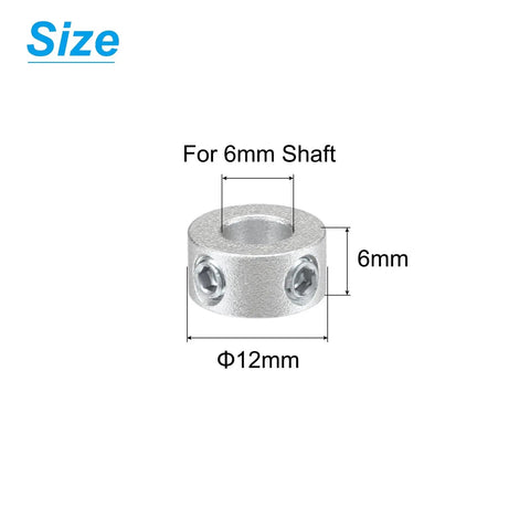 Diagram of Built To Last 6mm Shaft Collar Clamp On Set, 12mm Outer Diameter, showing dimensions and design features.