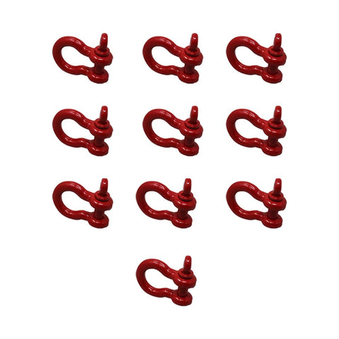 Ten red Three Quarter Inch Forged Screw Pin Shackle D Ring for rope cable and chain rigging with three and a quarter ton limit