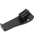 Black MB-127 Belt Clip Replacement for ICOM Handheld Radios and BP Battery Packs, side view for drop protection and secure mounting.