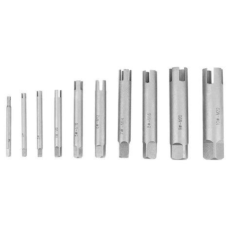 10 Pcs Tap Extractor Set For Broken Screws And Fasteners Steel Screw Remover Tools In Three Types With High Speed Steel Blades
