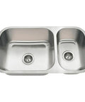 Undermount Double Bowl Stainless Steel Kitchen Sink 32 And A Quarter Inch, 16 Gauge, 304 Grade, Quiet With Exterior Noise Pads And Heavy Duty Build