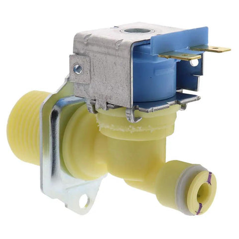 137544800 Water Inlet Valve for Electrolux Dryers Replaces AP5736218 showing side angle with metal connectors