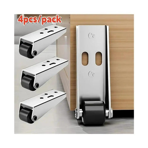 Heavy Duty Low Profile Gate Roller Built Tough With Smooth As Silk Precision Bearings And Scratch Safe Rubber Pad For Reinforced Zero Sag Rolling On Large Solid Wooden Gates, shown in pack of four.