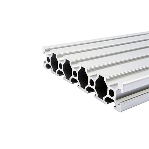 Aluminum T Slot Profile for CNC 3D Printer Frame European Standard Anodized Finish 2020 2040 2060 2080 Series, 250mm Length, Beefy Built To Last Durable Builder Rail for Custom Projects. silver aluminum T-slot profile extrusion, 250mm