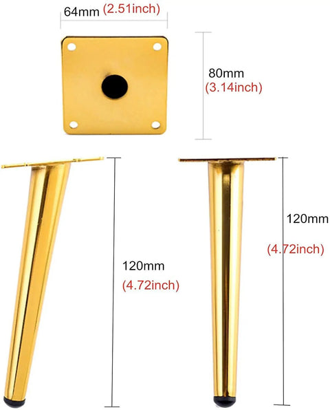Hella Durable Four Pack Steel Table Legs With Clean Tapered Profile No Sweat Mounting dimensions and details shown.