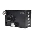 Pro Grade Multi Stage Pneumatic Vacuum Generator With Beast Mode Suction and Industrial Negative Pressure Pump, black casing with pressure gauges.