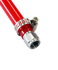 High Grade 304 Stainless Swivel Flare Nuts Match Ball Lock Or Pin Lock Keg Fittings with red hose and clamp detail.