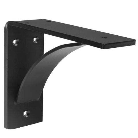 Tough As Nails 2 Pack Carbon Steel Mantel Brackets For Fireplace Wall Mount, 7x6in, matte black with countersunk holes.