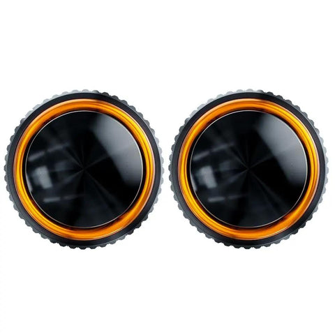 Front view of 3Pcs CNC M10x1.25 Motorcycle Mirror Hole Plugs Set Orange Finish For DRZ 125 200 250 390 690 790 890 990 1190 1290 1390 Super Duke And Z Series Models Including Z900 Z650 Z500 GROM MT Line.