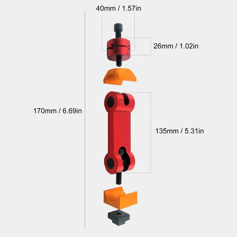 Rock Solid Hella Adjustable Milling Vise Stop Precision Cnc Mill Work Locator And Positioner Tool displayed with dimensions.