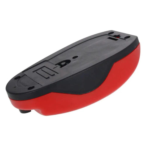 Pro Grade 90 Degree Laser Level Gauge With Cross Line Projection And Wall Mount, Ultra Accurate Measuring Meter For Leveling Walls, Hanging Art, Shelves, Pictures, And Cabinet Installations. Black and red plastic laser level gauge, 118x70 mm, angled side view.