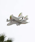 Pro Level RC Airplane For Adults, 2.4G 6CH Glider with LED lights in flight, showcasing durable EPO construction and carbon fiber reinforcement.