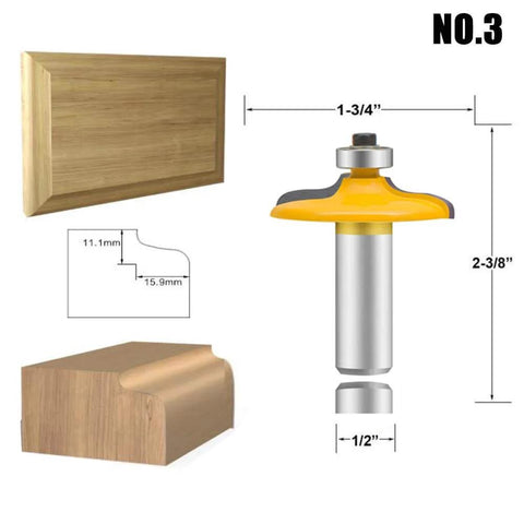 Door And Drawer Front Edging Router Bit Set With One Half Inch Shank Four Piece Pro Grade Woodworking Milling Cutter Tools Carbide Cutter For Cnc Router Includes Thumbnail Bit Two Ogee Bits One Large One Small And Roundover With Ogee Bit, showing side view of roundover ogee bit with dimensions.