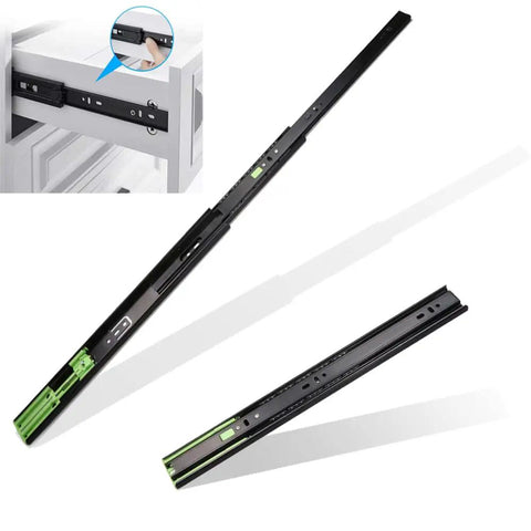 Soft Close Drawer Slides Three Section Full Extension Ball Bearing Side Mount Hardware in Steel for 12 Inch Drawers