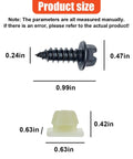 Heavy Duty Car License Plate Screw Kit With Nylon Insert Stainless Steel Self Tapping Bolts Rust Proof Hardware size measurement diagram