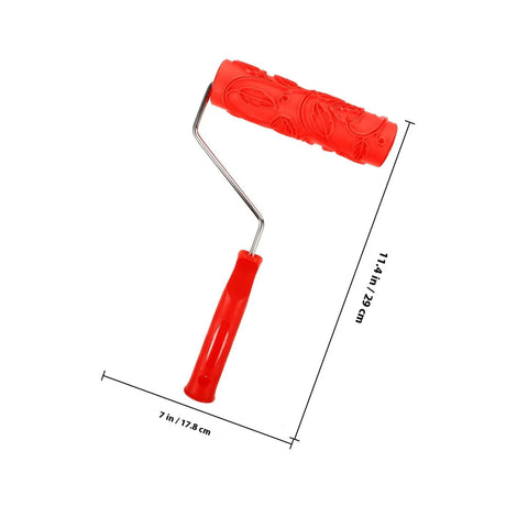 Professional Grade Slick Wood Grain Texture Paint Roller For Interior Wall Decoration 7 in with red rubber handle and embossed pattern.