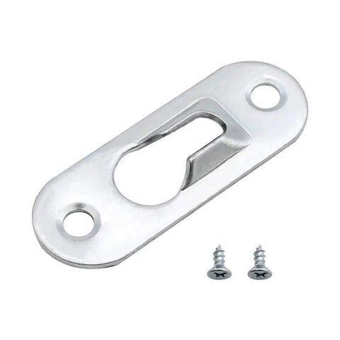 Heavy Duty Keyhole Hangers 120 Pack Built Tough Wall Mounting Hardware. Stainless steel clip with screws for secure mounting.