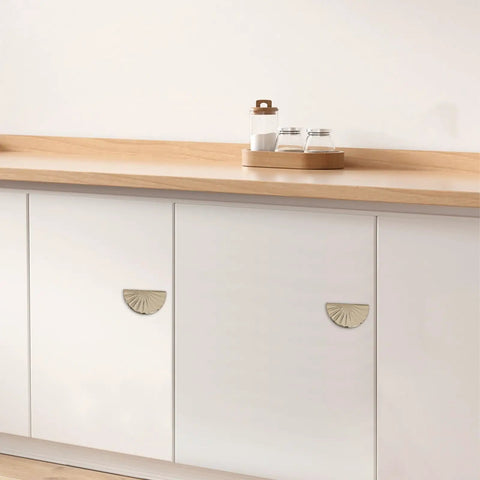 Gold Semicircular Cabinet Handle For Wardrobe, Drawer And Door Zinc Alloy Pull Knob on white cabinet doors