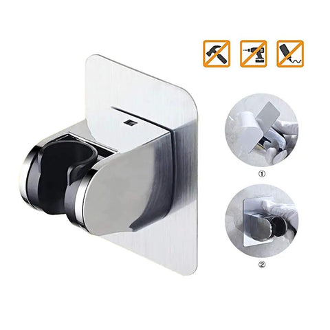 Wall bracket for No-Drill High Pressure Handheld Shower Head With On Off Pause Switch, 3 Spray Modes, Water Saving Design, installation icons