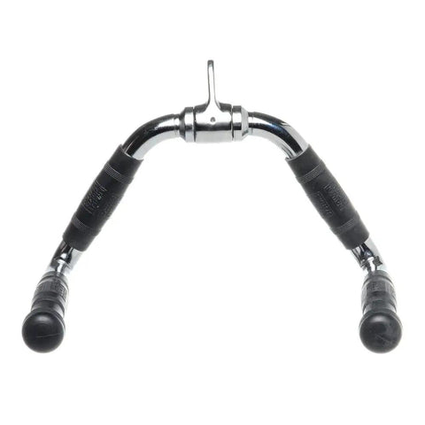 Revolving Multi Exercise Bar For Cable Machines With Dual Grip Options U Shaped Chrome Bar 14.5 Inch Outside Width Textured 1.25 Inch Grips Easy Attach For Speed Agility Strength And Power Training, chrome U-shaped cable bar with knurled grips