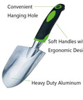 Garden Trowel And Wide Hand Shovel With Pointed Tip And Soft Rubberized Non Slip Ergonomic Handle in Bright Green Aluminum Alloy