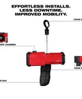 Replacement Compact Chain Hoist Kit 18V 1 Ton Capacity With Remote For 2983-22HD Heavy Duty Lifting Rig showing battery chamber and chain bag.
