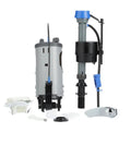 Dual Flush Conversion System For 2 Inch Toilets With Complete Fill Save Water And Money Up To 45 Percent Retrofit Any 2 Inch Flush Valve Toilet To 1.6 GPF Easy Install And Fully Adjustable For A Wide Range Of Settings kit components displayed