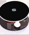 Heavy Duty 40 Inch Black Tempered Glass Lazy Susan Turntable, sleek design for smooth rotation and serving.