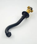 Dope Wall Mounted Bathroom Faucet With Dual Cross Handles Rough In Valve And Widespread Waterfall Spout In Wall, bronze finish