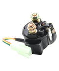 Heavy Duty 12 Volt Starter Solenoid Relay Switch For Universal Motorcycle Scooter Upgrade Rock Solid Electrical Harness in black.