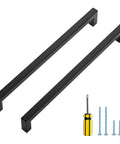 10 Inch Black Cabinet Pulls Set for Kitchen and Bath, Square Metal Drawer Handles, Matte Black Hardware, Durable Square Bar Pulls for Cabinets, 20 Pack