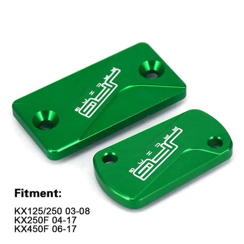 Front And Rear Brake Fluid Reservoir Cover CNC Cap Set For KX125 KX250 03 08 KX250F 04 18 KX250 19 20 KX450F 06 18 KLX300R 2020 KLX450R 08 15 Dirt Bike Green