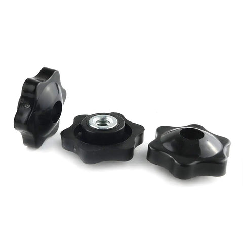 Kickass 8 Set Hardware Kit Featuring Solid Black Knobs, showing three solid black knobs designed for woodworking jigs.