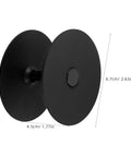 Heavy Duty Stainless Steel Decorative Deadbolt Cover Plate For Entry Doors With Slick Black Round Filler showing dimensions and design.